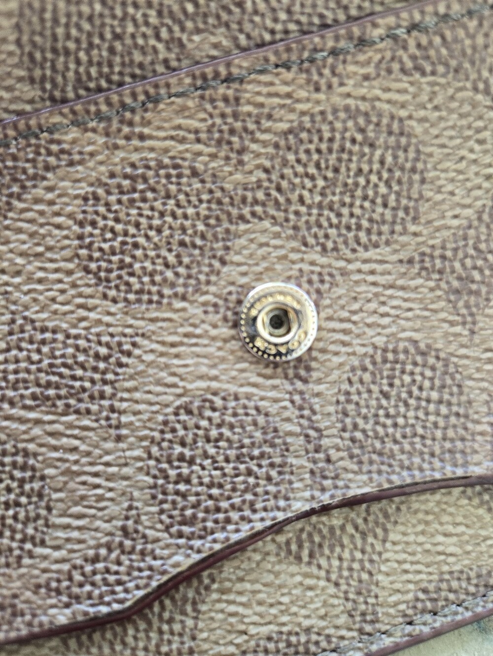 Coach Two-Tone Leather Envelope Wallet in Brown and Tan - Picture 6 of 7